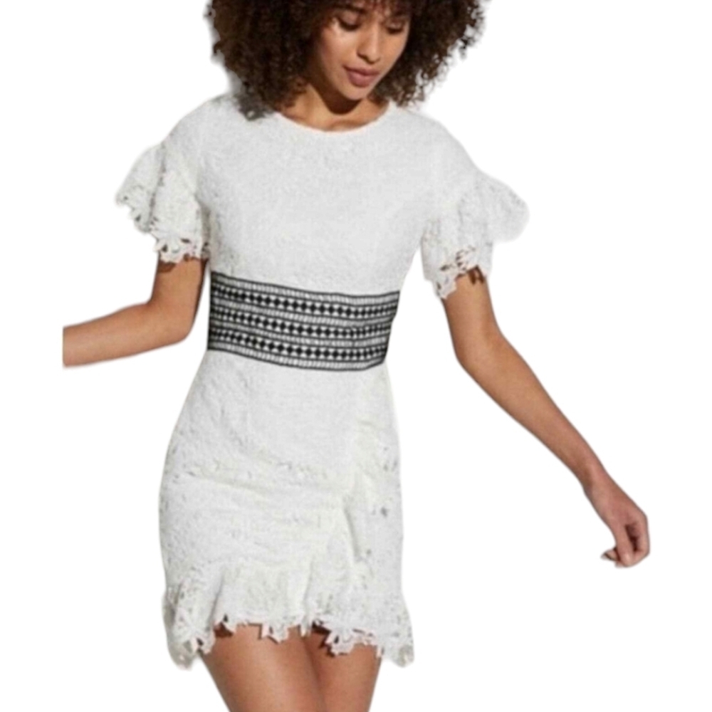 NWOT Bardot Reese White Floral Lace Crochet Mini Dress Size 4